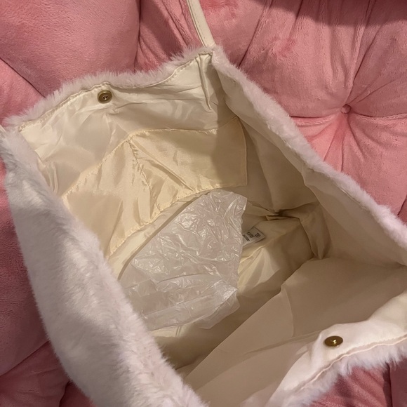 Victoria\'s Secret White Faux Fur Tote